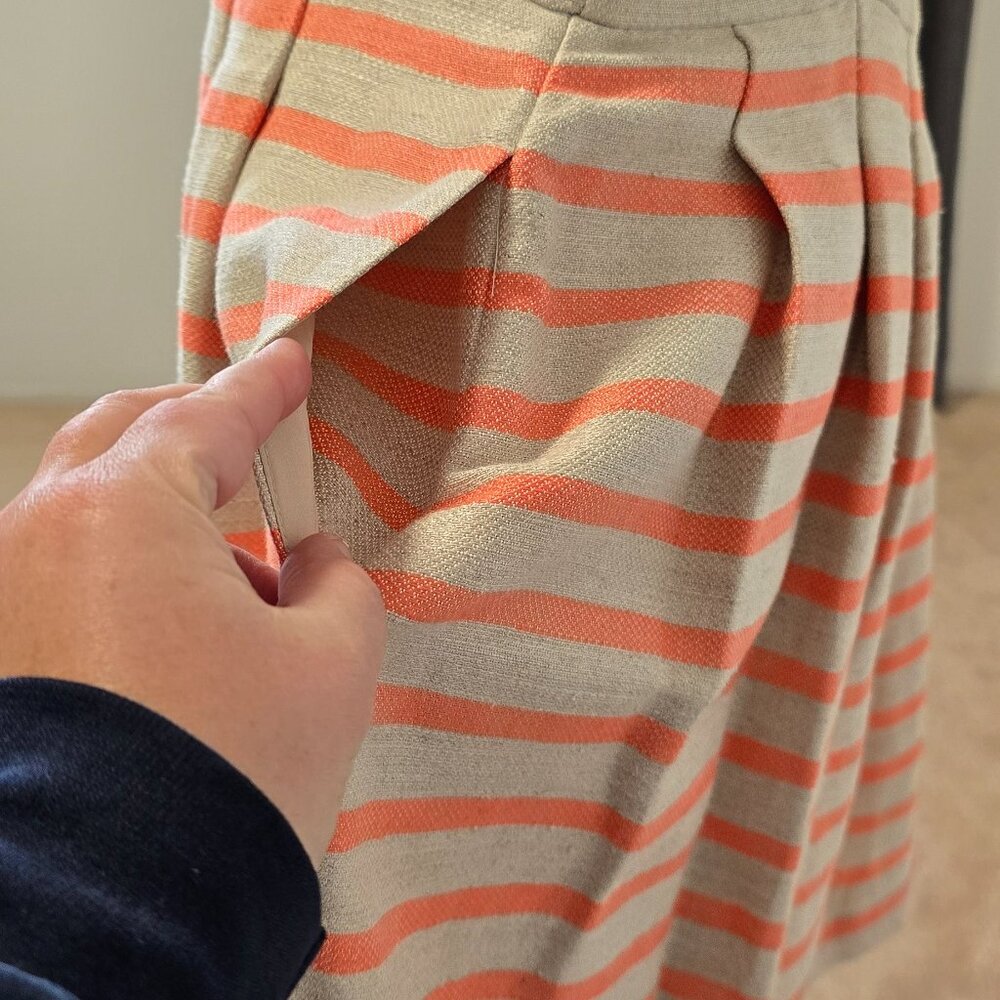 Banana Republic Coral Tan Linen Blend Striped Dress 12 - Picture 4 of 10